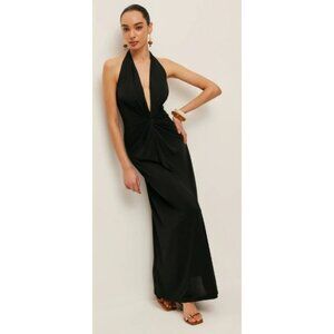 #275 V-Neck Twist-Front Halter Dress